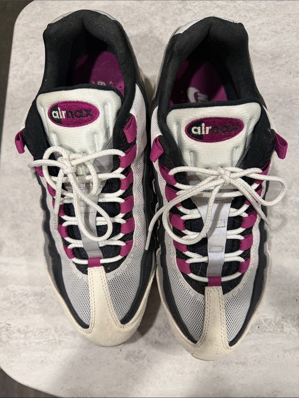 Nike White Black & Purple Air Max Athletic Sneakers